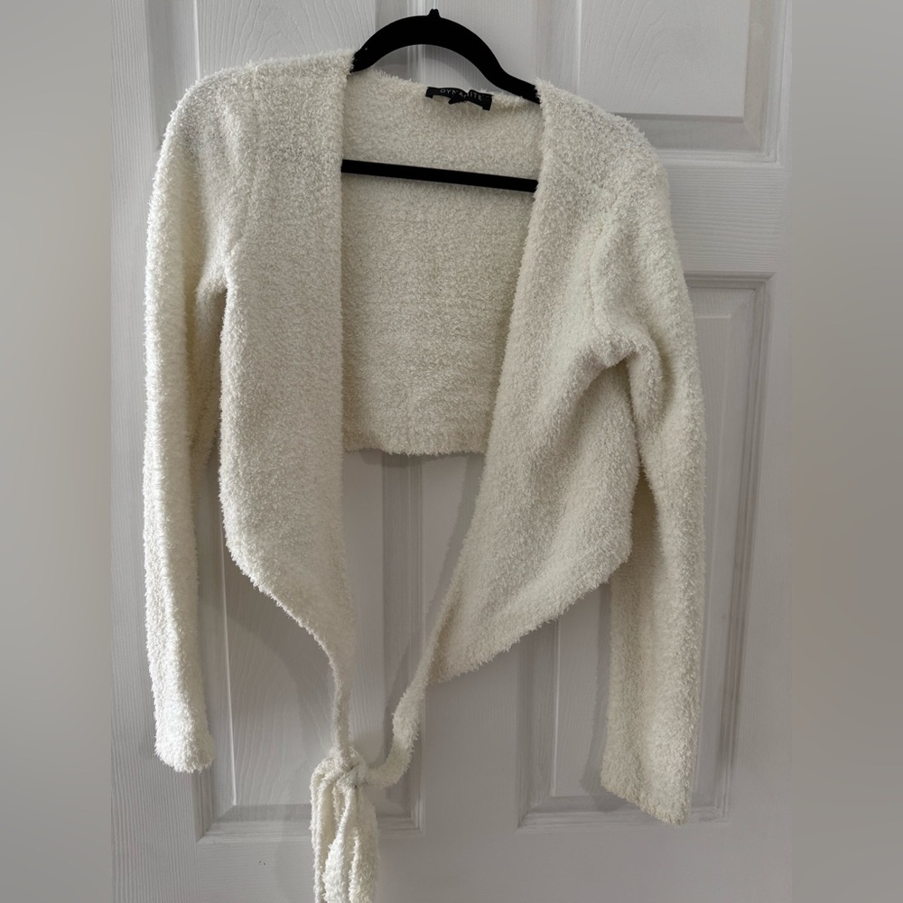 Dynamite Cream Tie-Front Cardigan